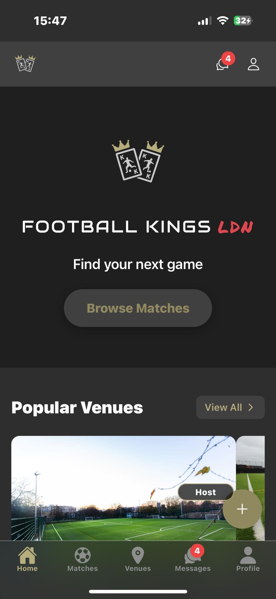 Football Kings app home screen